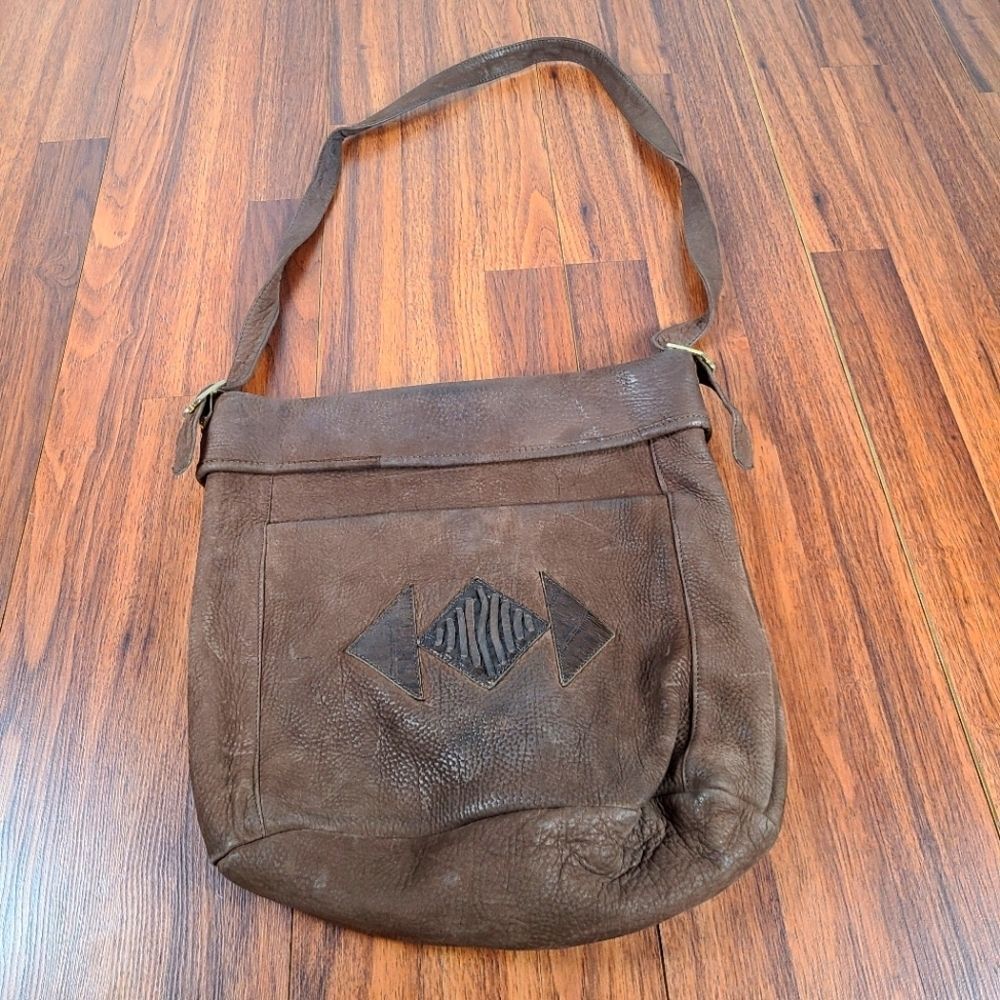 Blitz Faux Leather Brown Hobo Bucket Bag